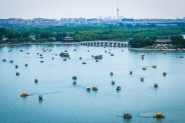 Boats on Water Near Birdge, in Beijing, China