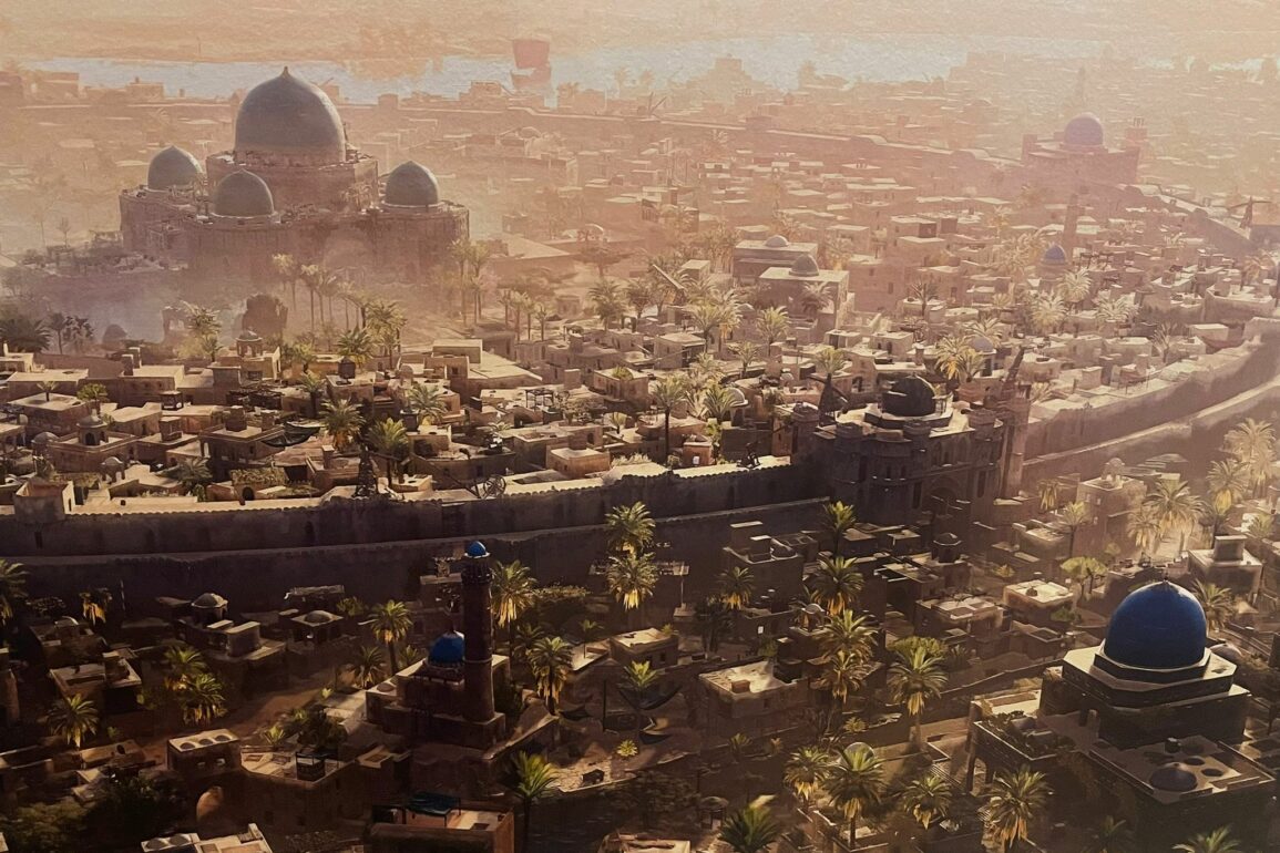 The round city of Baghdad from Assassin's Creed Mirage, presented at the exhibition in partnership with Ubisoft at the Arab World Institute in Paris, February 27, 2024. Credits: Sara Trabi
