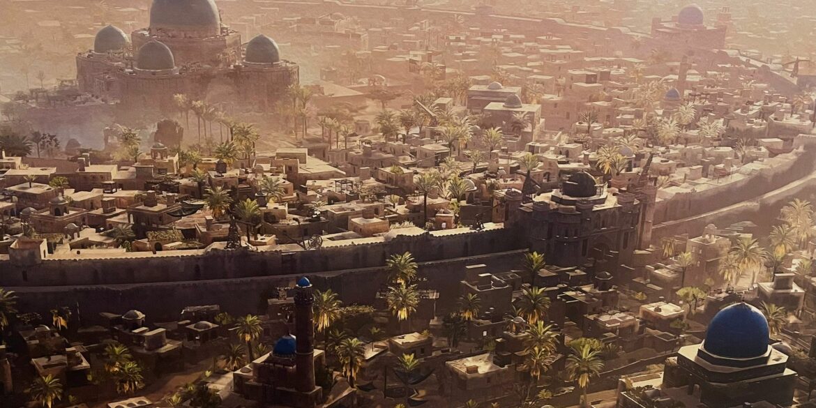 The round city of Baghdad from Assassin's Creed Mirage, presented at the exhibition in partnership with Ubisoft at the Arab World Institute in Paris, February 27, 2024. Credits: Sara Trabi